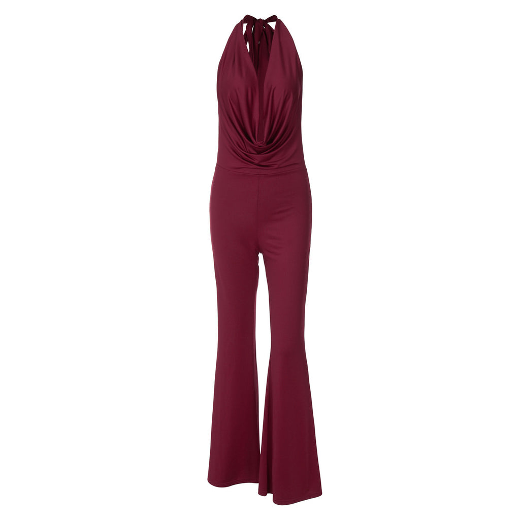 Collar Strap Halter Sexy Backless Slim Fit Jumpsuit