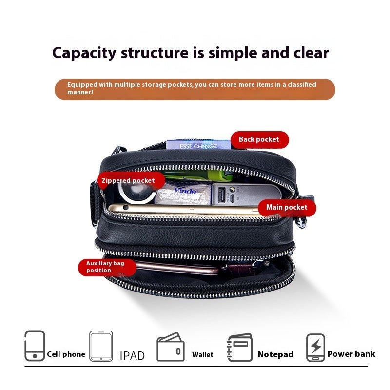 Leisure Mini Men's Leather Shoulder Crossbody Cash Bags