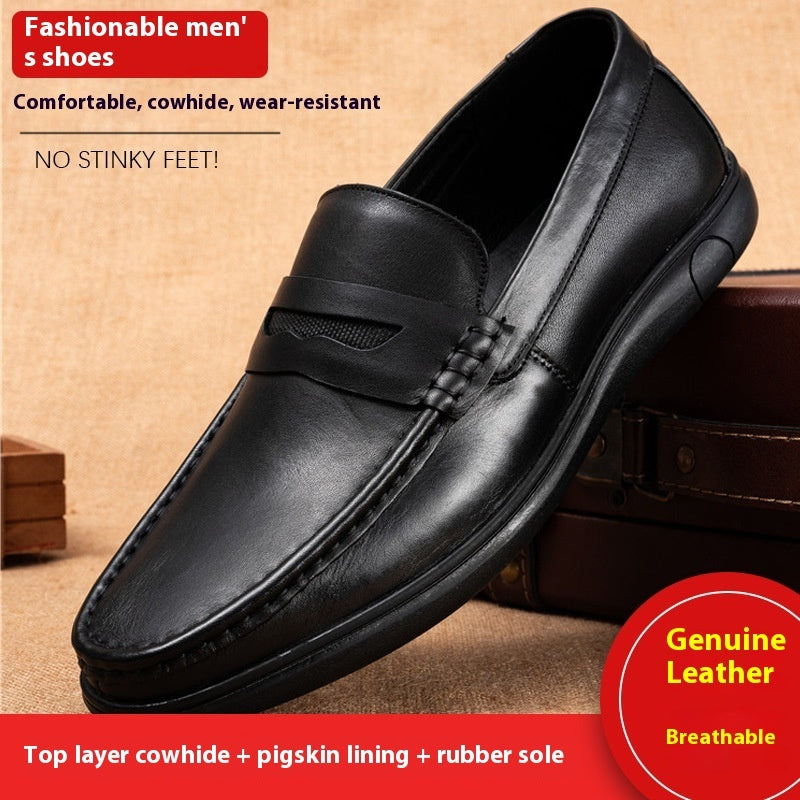 Leather Shoes Men's Autumn New Flat Heel Soft Bottom