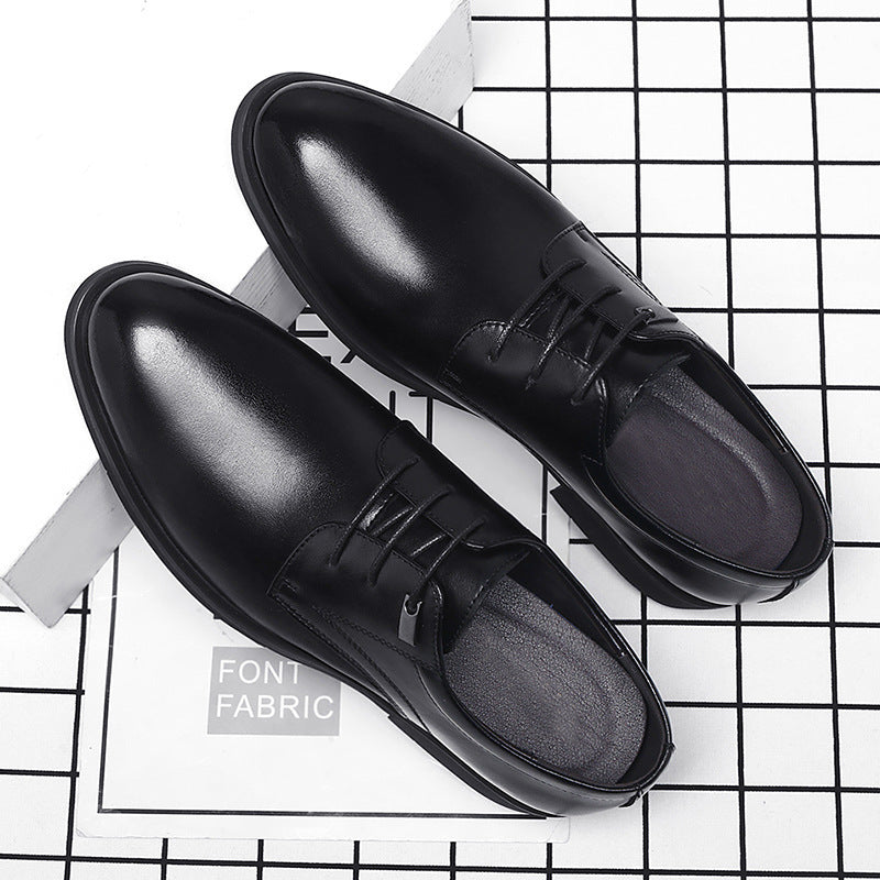 Business Formal Wear Breathable Hollow Men's Cowhide Height Increasing Shoes