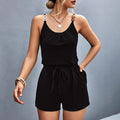 Vacation Style Metal Ring Shoulder Accessory Adjustable Waist Design Short Strap One-piece Swimsuit