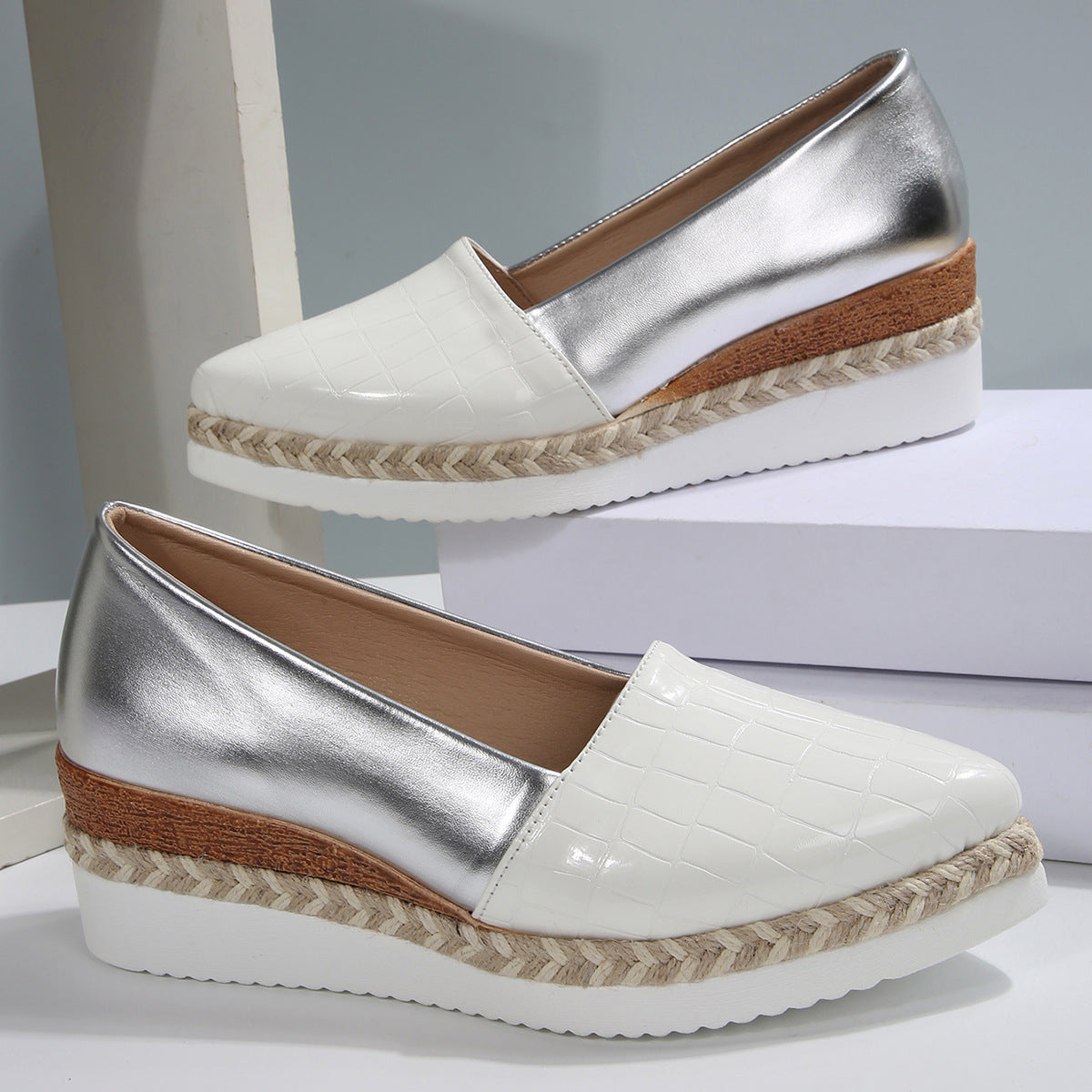 Plus Size Woven Hemp Rope Pointed Women's Shoes