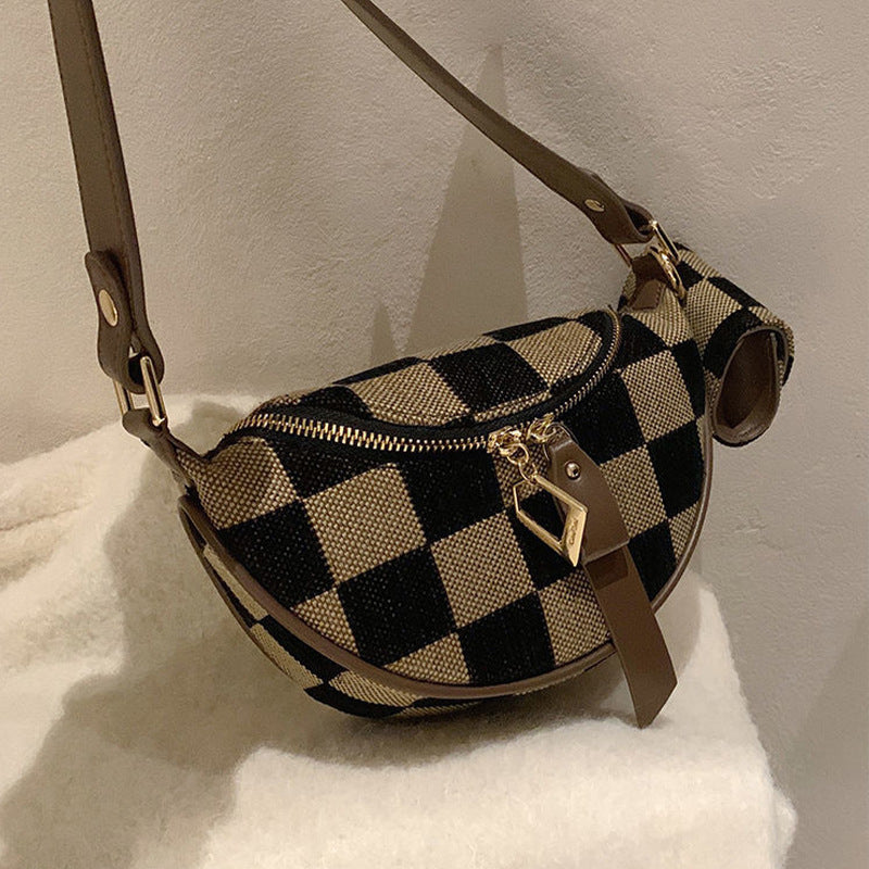 New Western Style All-matching Chessboard Plaid Crossbody Bag