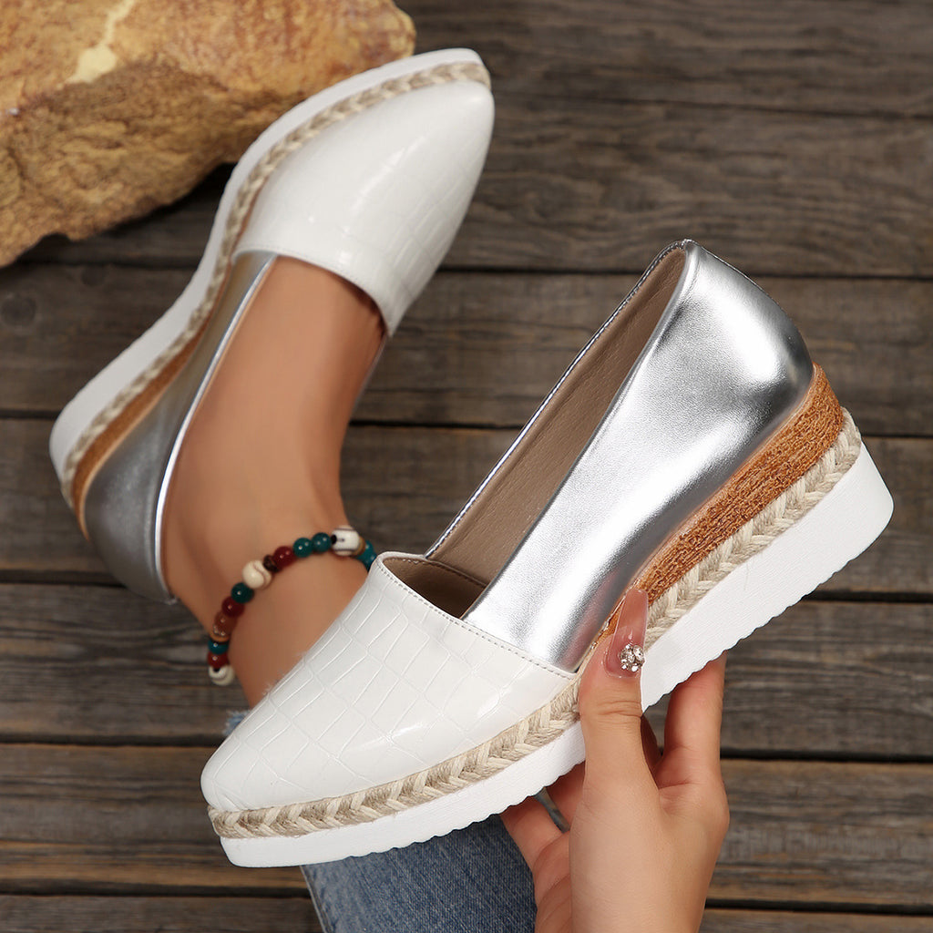 Plus Size Woven Hemp Rope Pointed Women's Shoes