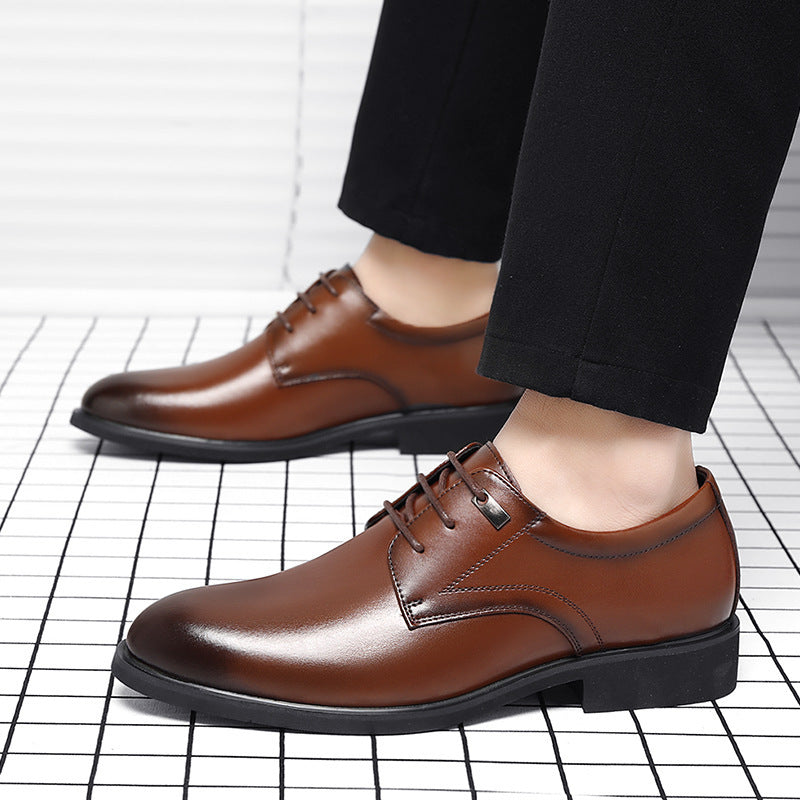 Business Formal Wear Breathable Hollow Men's Cowhide Height Increasing Shoes