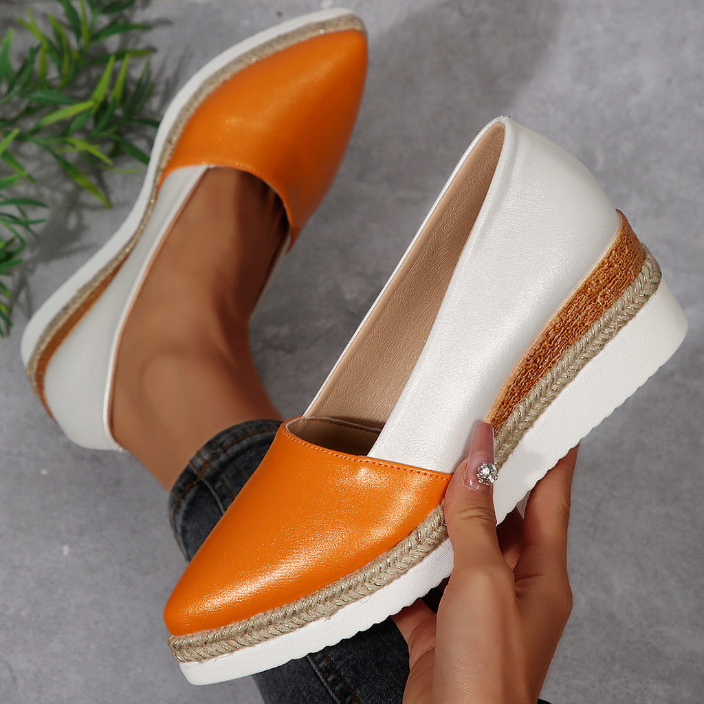 Plus Size Woven Hemp Rope Pointed Women's Shoes